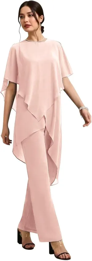 Chiffon Mother of The Bride Pant Suits for Wedding 2 Piece Formal Pant Suit Wedding Guest Outfits