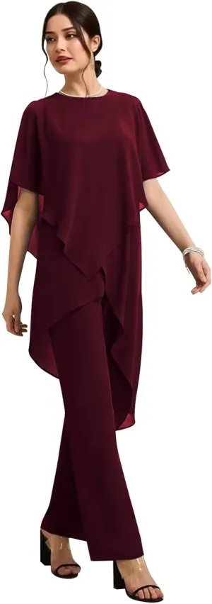 Chiffon Mother of The Bride Pant Suits for Wedding 2 Piece Formal Pant Suit Wedding Guest Outfits