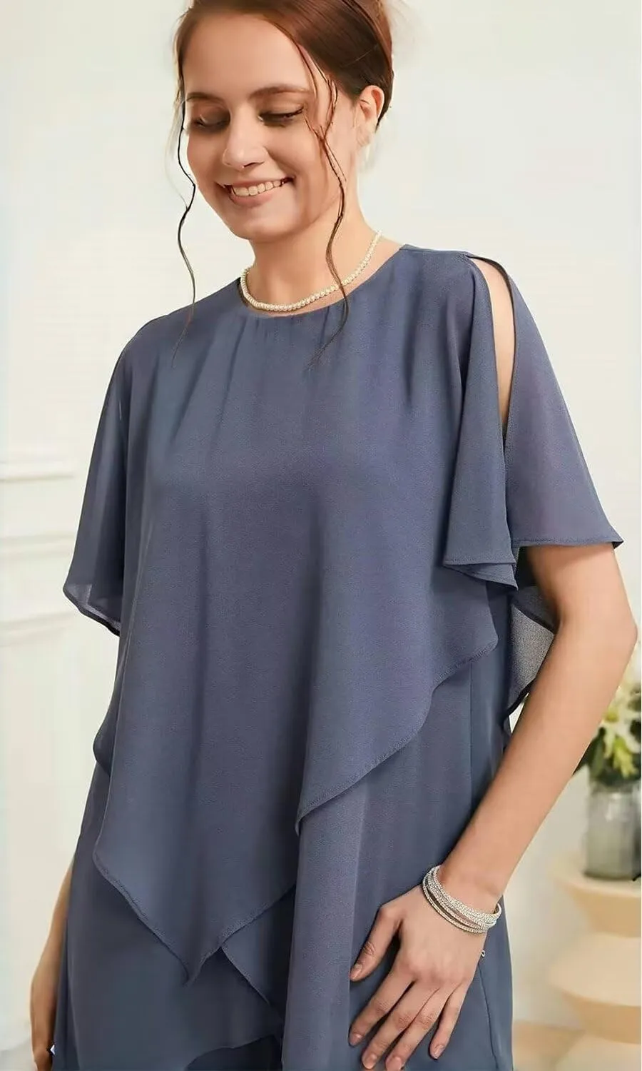 Chiffon Mother of The Bride Pant Suits for Wedding 2 Piece Formal Pant Suit Wedding Guest Outfits