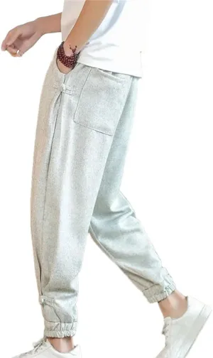 Chinese Style Men's Casual Pants Male Cotton Linen Trousers Spring Summer Harem Pants
