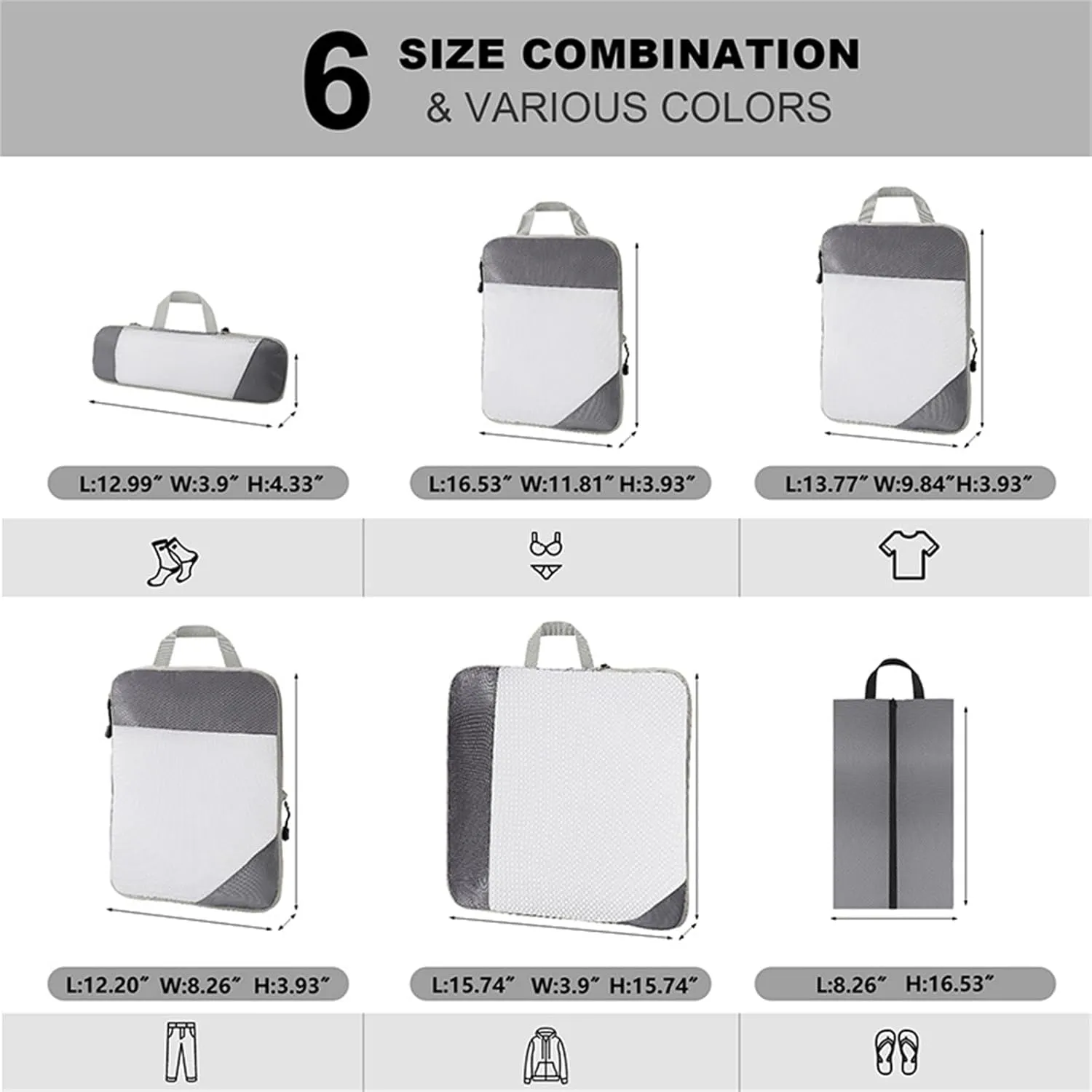 Compression Packing Cubes, 6 Set Luggage Packing Organizers, Lightweight Travel Accessories Essentials Travel Bags for Women/Men (Orange)