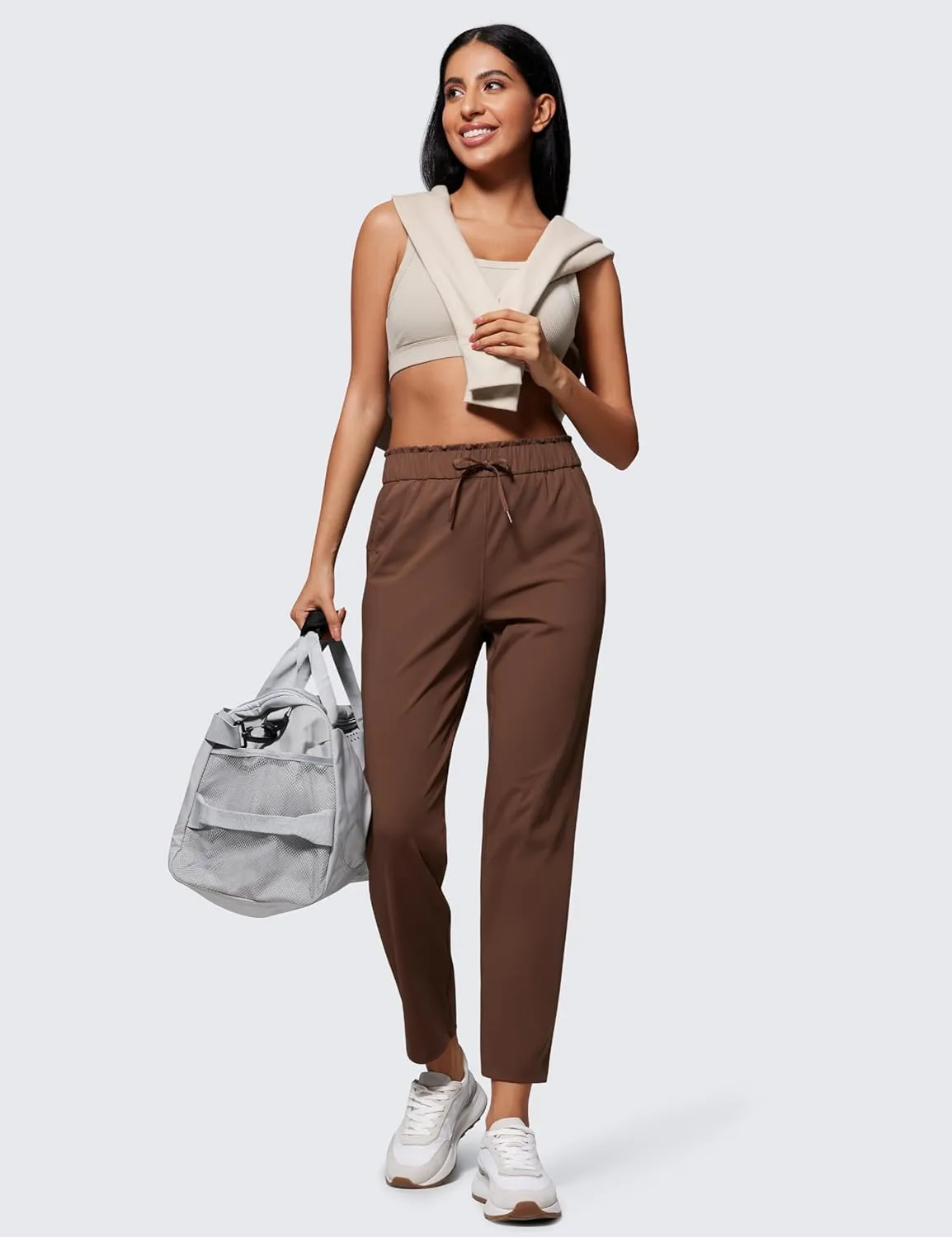 CRZ YOGA 4-Way Stretch Ankle Pants for Women High Waisted 7/8 Casual Dress Travel Golf Work Sweatpants with Pockets