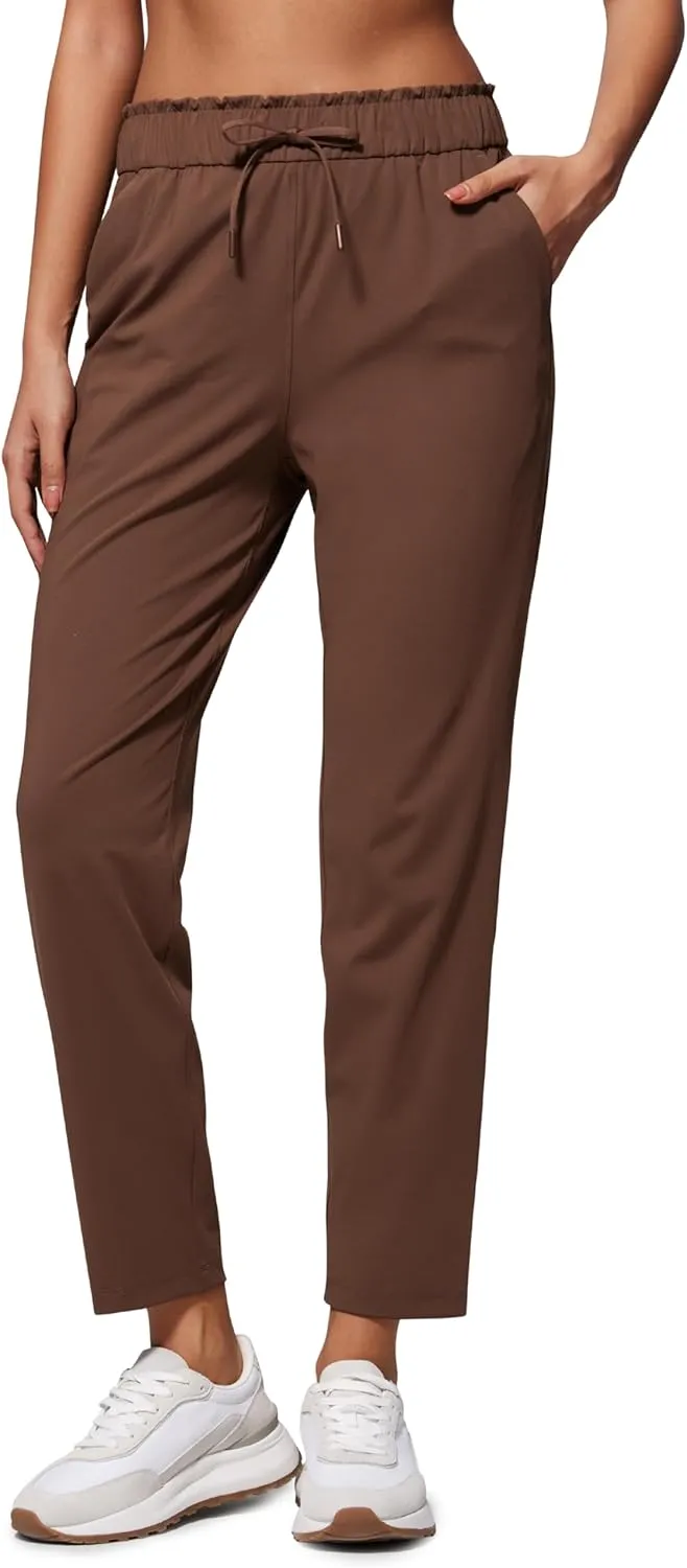 CRZ YOGA 4-Way Stretch Ankle Pants for Women High Waisted 7/8 Casual Dress Travel Golf Work Sweatpants with Pockets