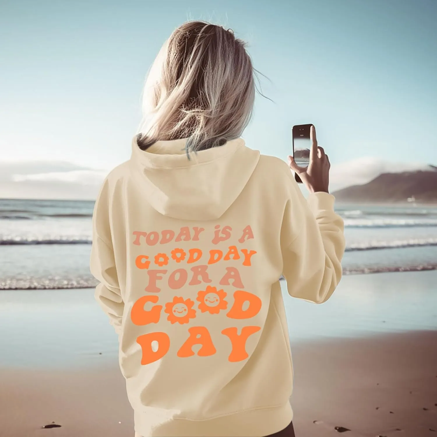 Cute Graphic Hoodies for Teen Girls Aesthetic Preppy Sweatshirts Inspirational Letter Slogan Loose Fit Pullover Tops