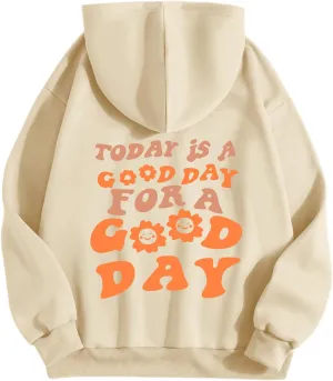 Cute Graphic Hoodies for Teen Girls Aesthetic Preppy Sweatshirts Inspirational Letter Slogan Loose Fit Pullover Tops