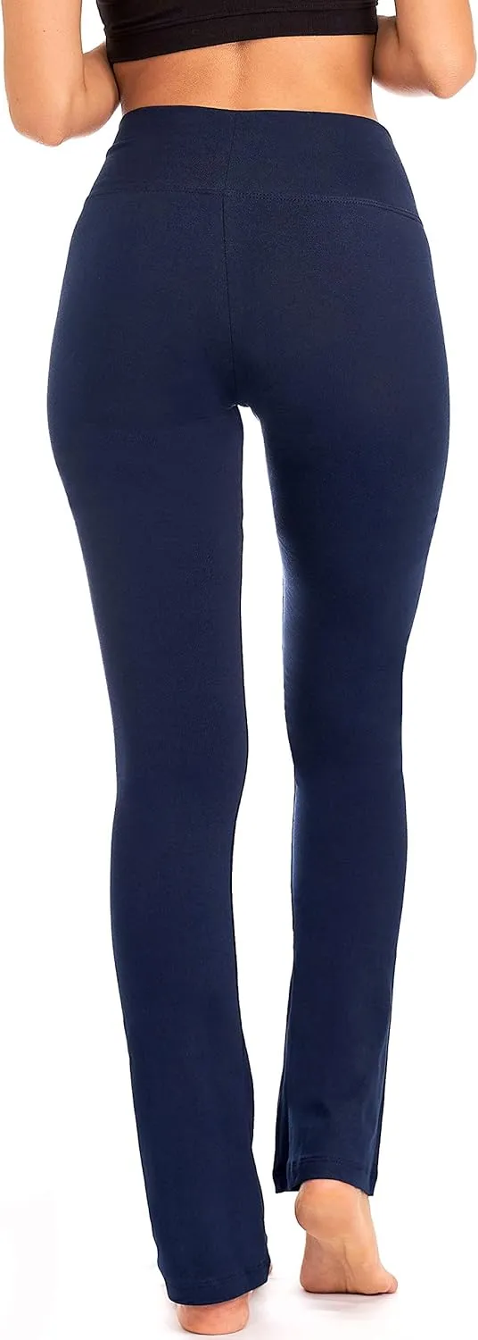 DEAR SPARKLE Bootcut Leggings for Women | Slim Look Bootleg Opaque Yoga Pants w Pocket   Plus Size (C5)