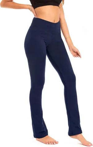 DEAR SPARKLE Bootcut Leggings for Women | Slim Look Bootleg Opaque Yoga Pants w Pocket   Plus Size (C5)
