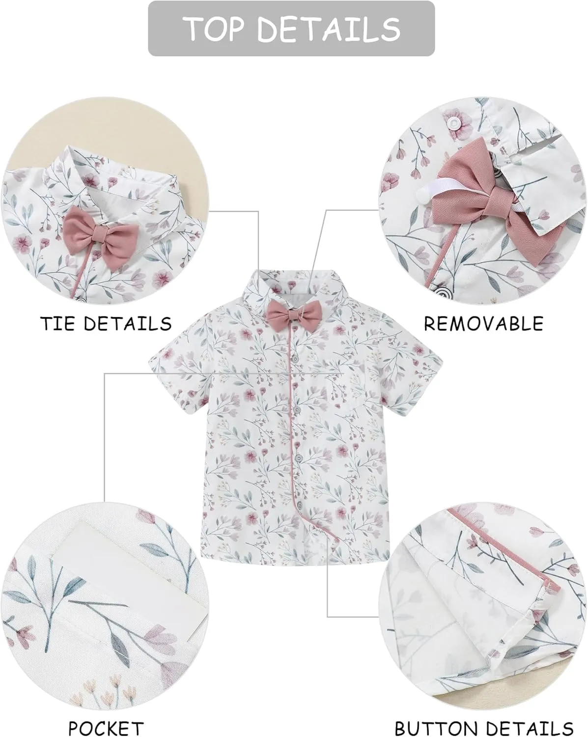 DISAUR Boys Suits 3 Pieces Formal Dress Shirt with Bowtie Suspender Pants Boy Gentleman Outfits Set 4-8 Years