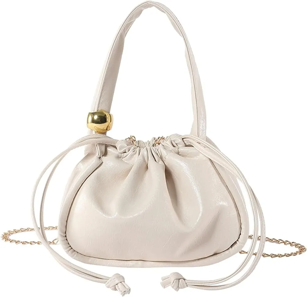 Drawstring Bucket Bag for Women - PU Leather Tote Handbag - Waterproof Crossbody Shoulder Satchel