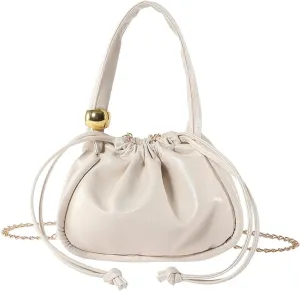 Drawstring Bucket Bag for Women - PU Leather Tote Handbag - Waterproof Crossbody Shoulder Satchel