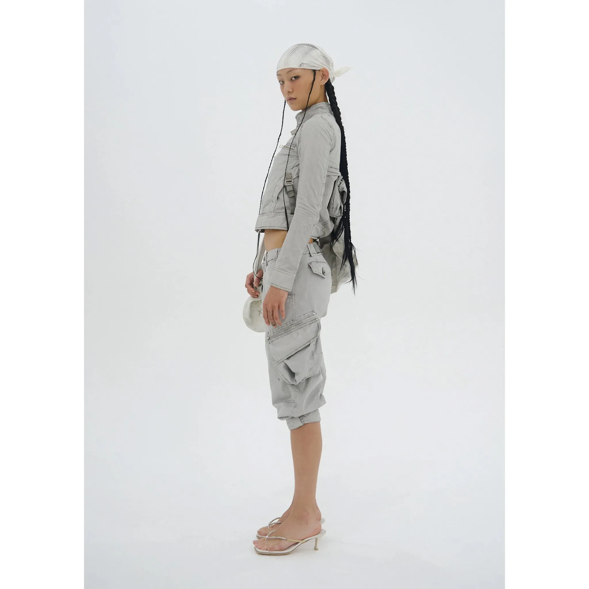 DYED MOTO JACKET / MOON GREY