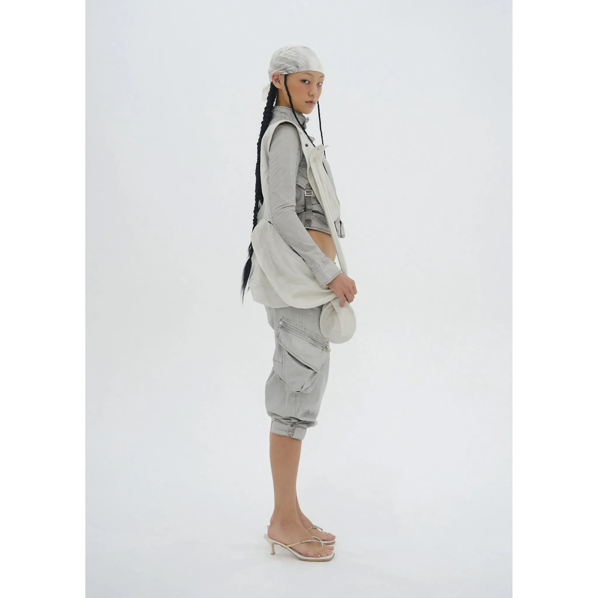 DYED MOTO JACKET / MOON GREY
