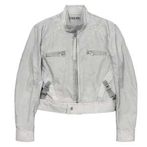 DYED MOTO JACKET / MOON GREY