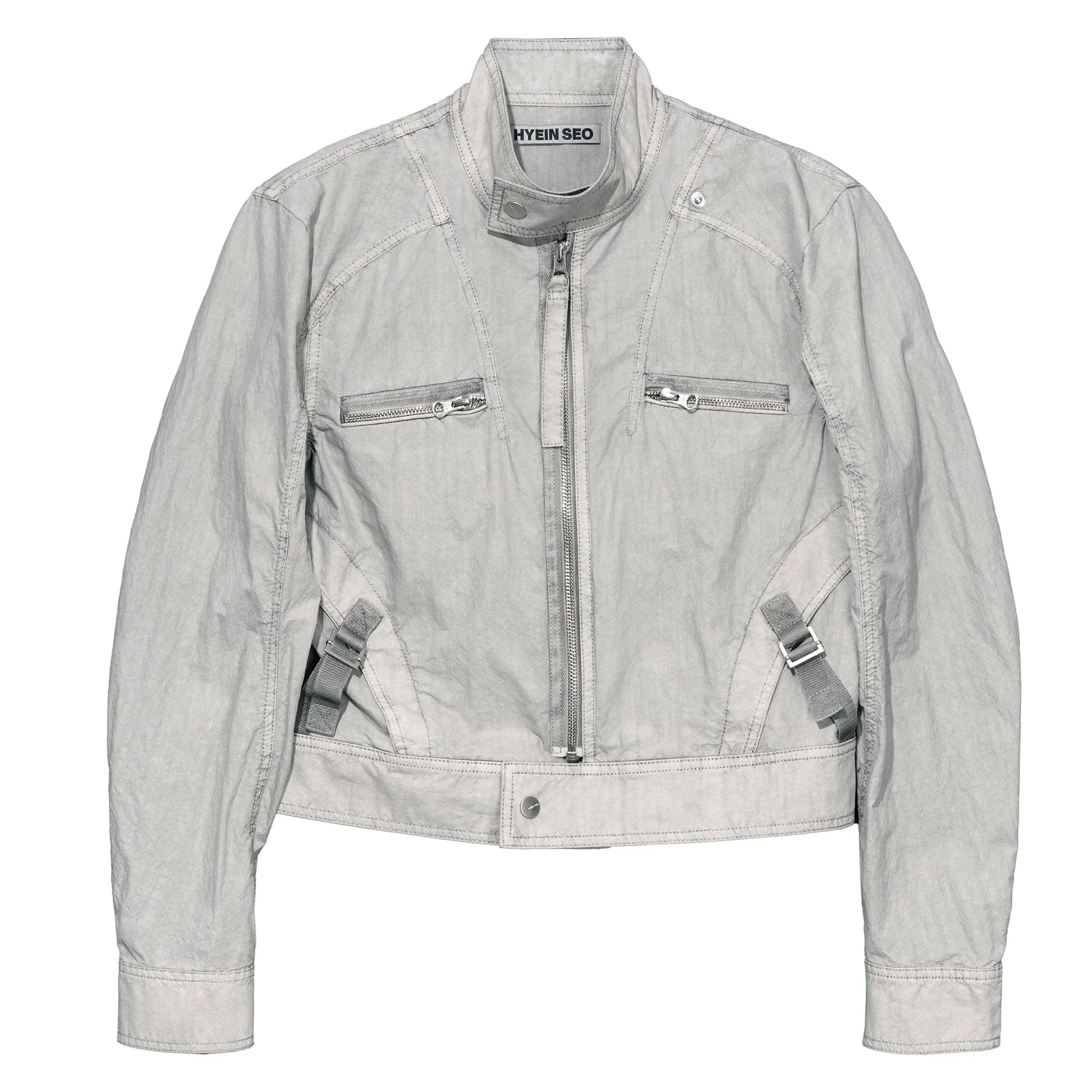 DYED MOTO JACKET / MOON GREY