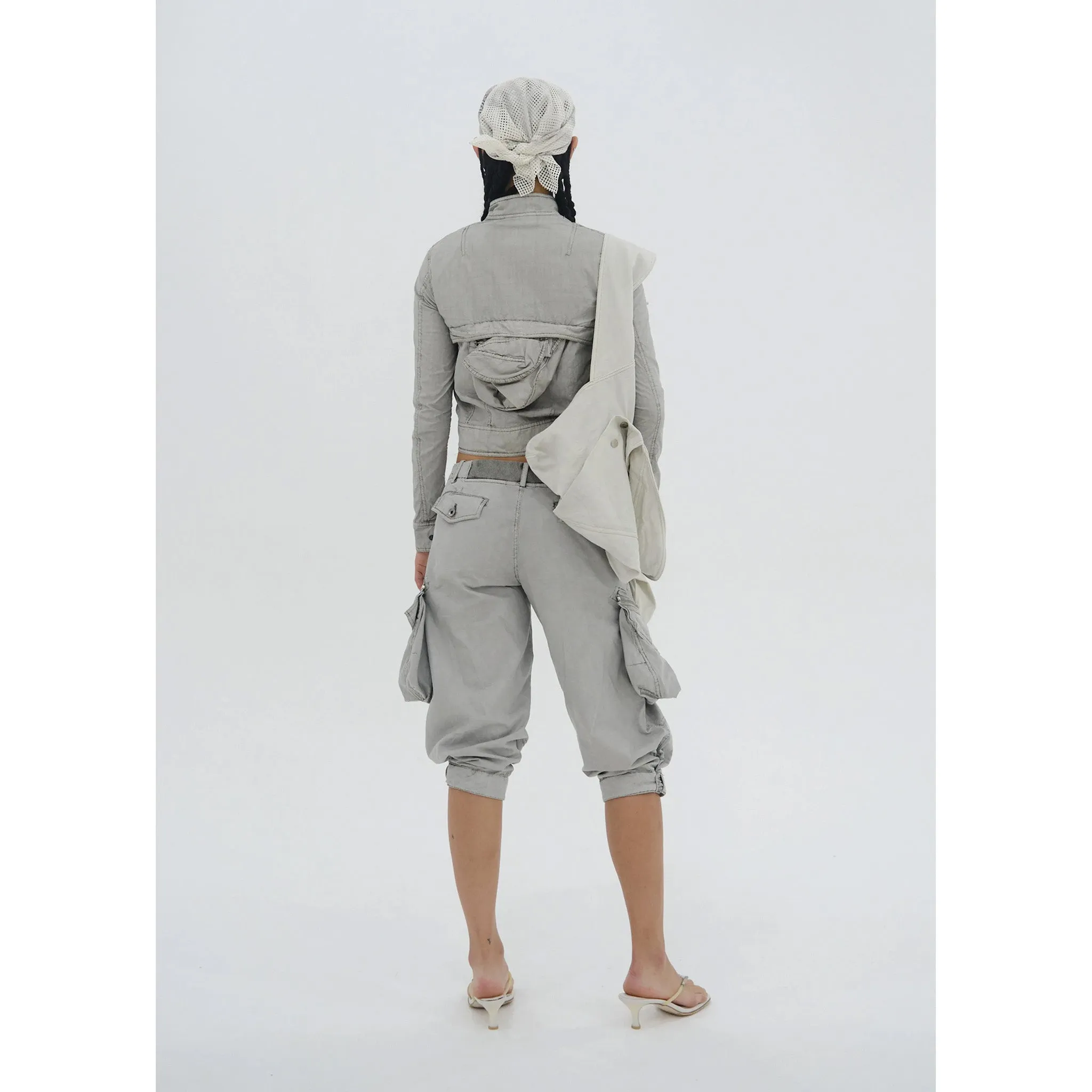 DYED MOTO JACKET / MOON GREY