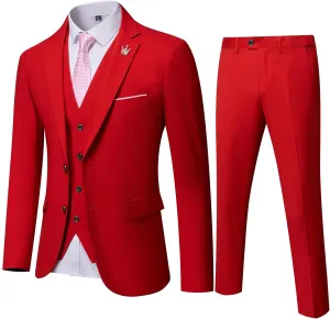 EastSide Men's 3 Pieces Suit, Slim Fit 2 Buttons Tux, Blazer Vest &Pants Jacket Set
