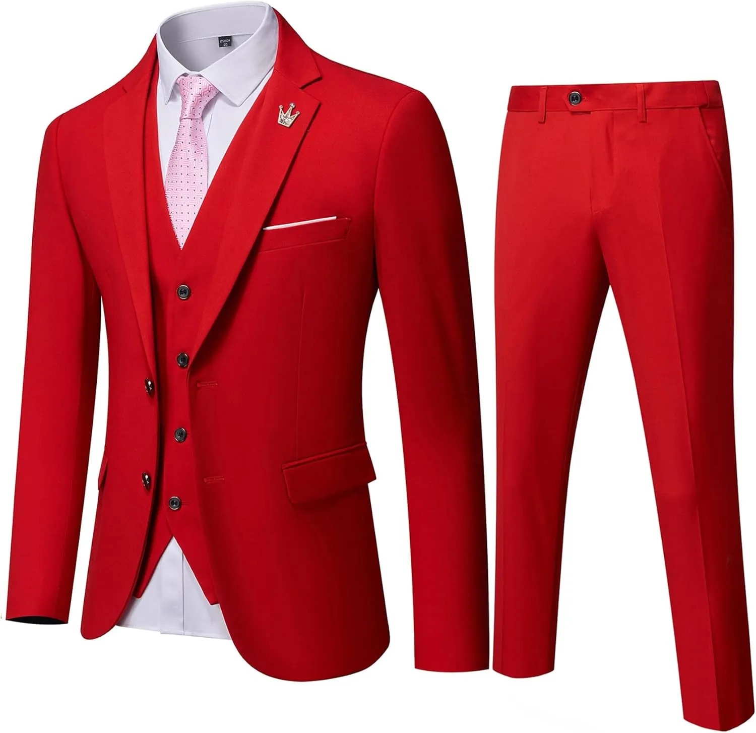 EastSide Men's 3 Pieces Suit, Slim Fit 2 Buttons Tux, Blazer Vest &Pants Jacket Set
