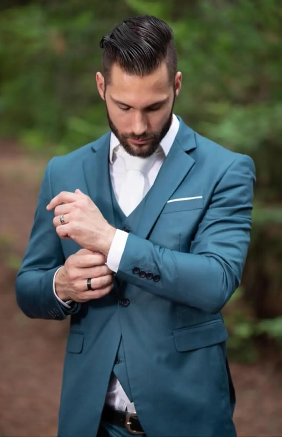 EMERAIDVLN Mens 3 Piece Suits Slim Fit Wedding Prom Party Business Elegant Suits One Button Blazer Vest and Pants Tuxedo Set