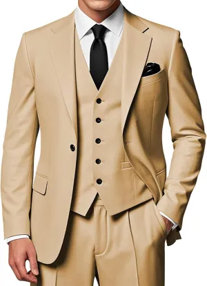 EMERAIDVLN Mens 3 Piece Suits Slim Fit Wedding Prom Party Business Elegant Suits One Button Blazer Vest and Pants Tuxedo Set