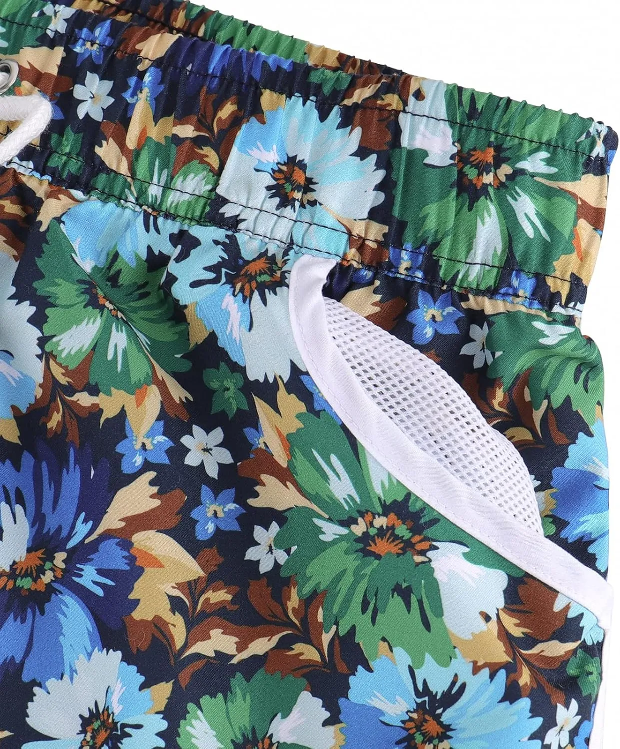 ESTAMICO Women Board Shorts with Liner Quick Dry UPF 50  Drawstring Floral Print Swim Trunk with Pockets