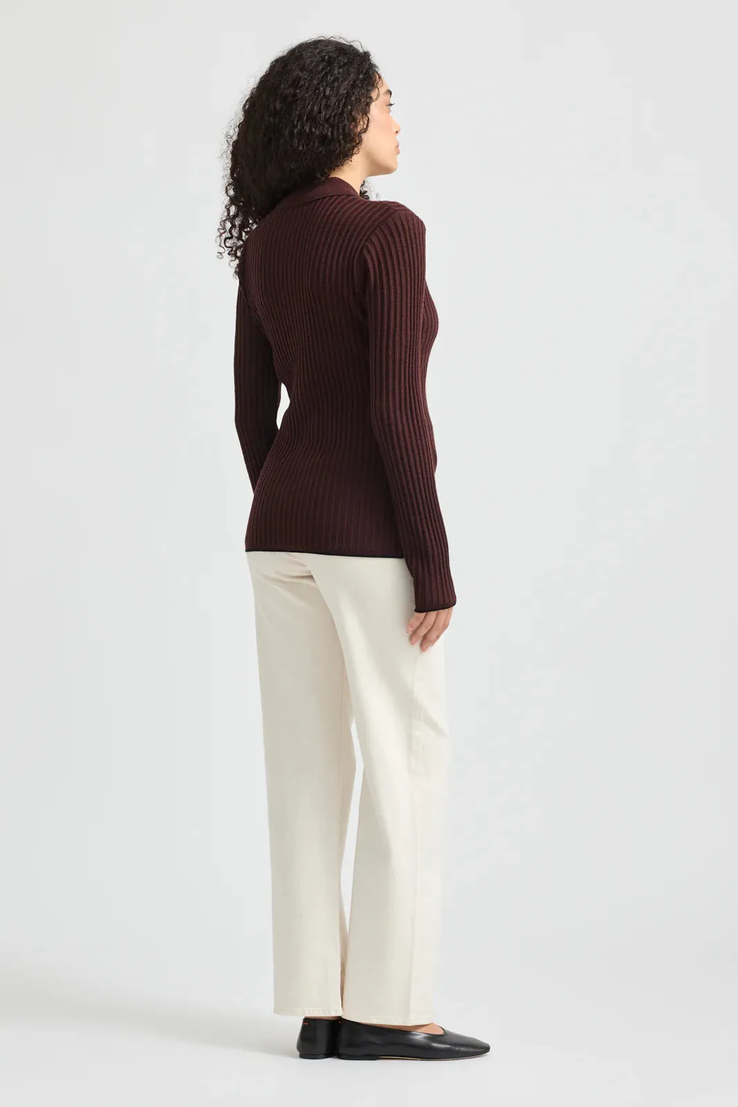 Fine Rib Shirt | Cacao