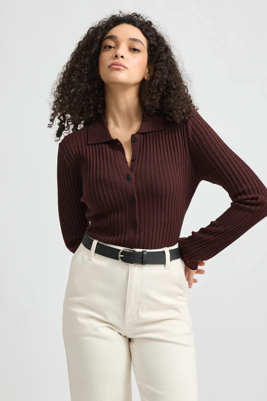 Fine Rib Shirt | Cacao