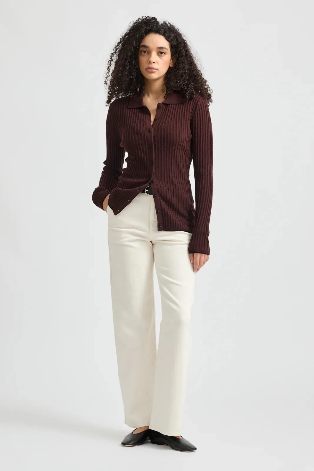 Fine Rib Shirt | Cacao