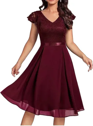 Firzero Formal Dresses for Women Vintage 50s Evening Party Dresses Sleeveless Floral Embroidery Mesh Lace Cocktail Dress