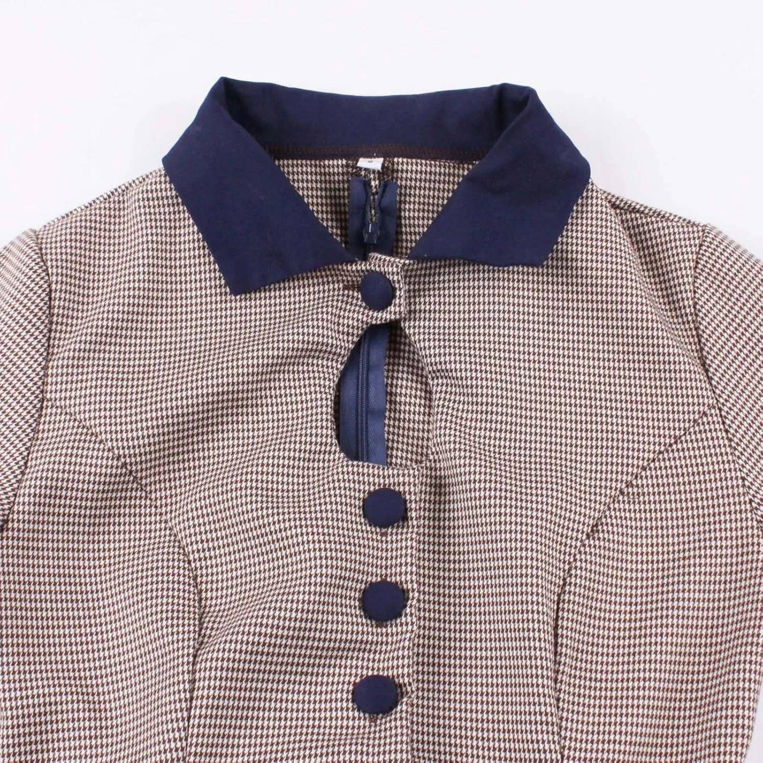 Firzero Women Vintage 1940s Dress Retro 40s 50s Button Business Work A Line Cocktail Dress Bowknot Long Sleeve Formal Dress