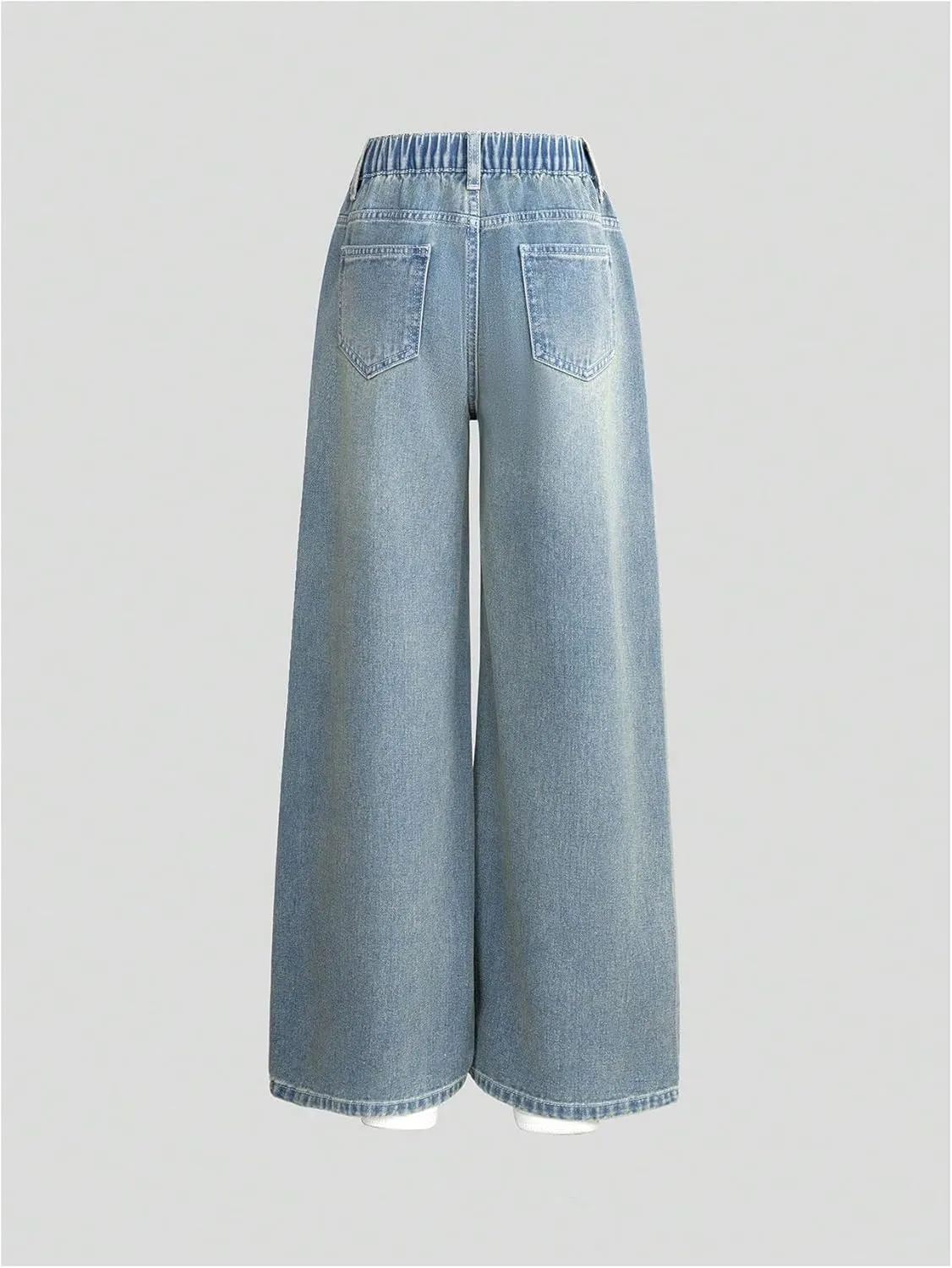 Floerns Girl's Distressed Vintage Denim Pants Baggy Wide Leg Long Jean Pants
