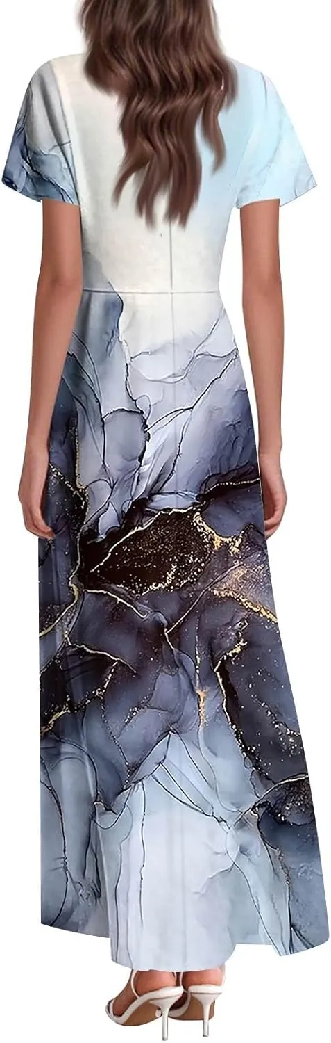 Floral Dress for Women V Neck Flutter Sleeve Boho Midi Dress Summer Wedding Guest Beach Party Long Dresses