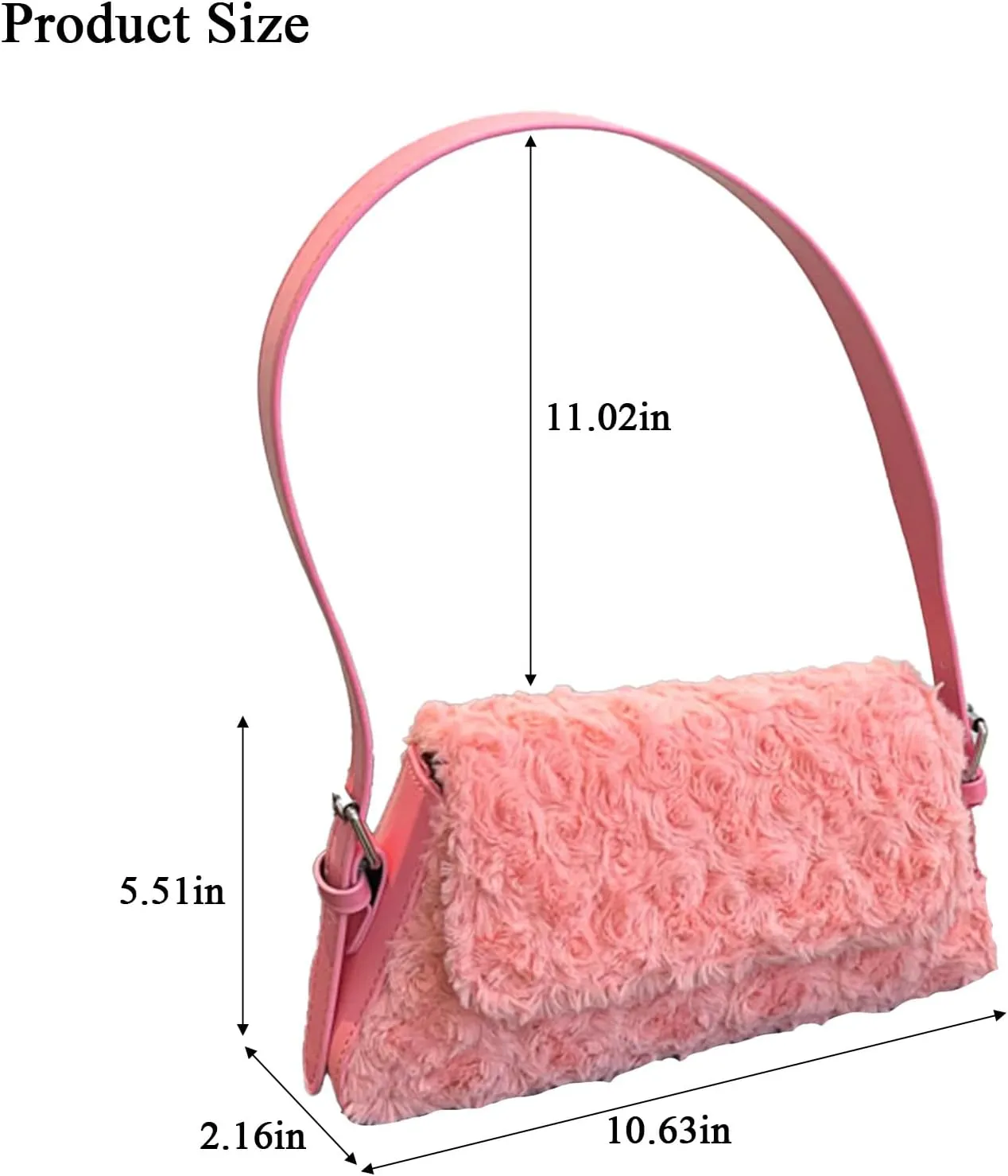 Fluffy Shoulder Bag, Fuzzy Tote Bag Faux Fur Flower Purse Shoulder Handbags for Women