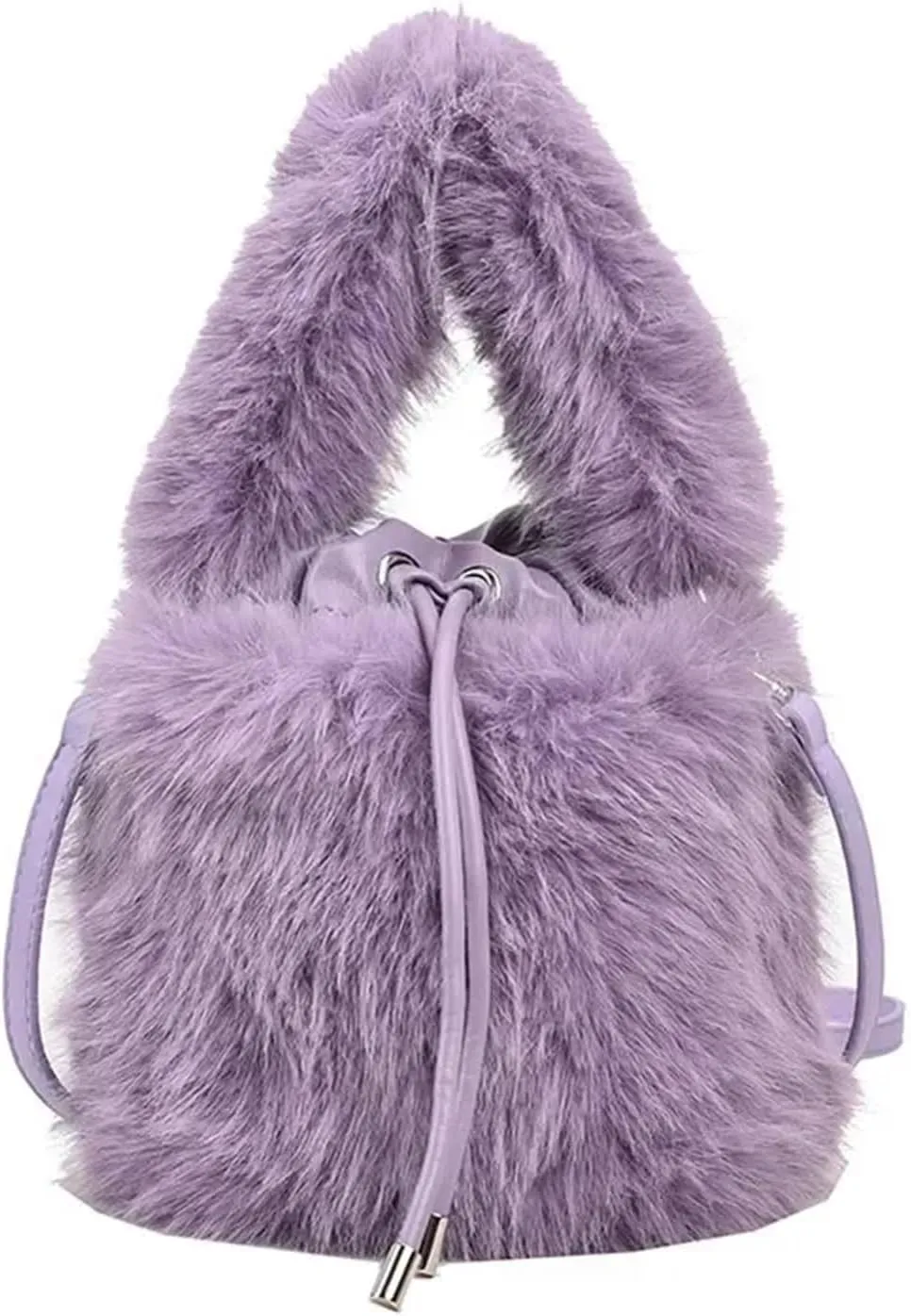 Fluffy Tote Bag Women's Bucket Bags Sweet Soft Plush Ladies Shoulder Bag Simple Winter Female Handbags Winter Fuzzy Purses