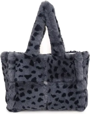 Fluffy Tote Bags Winter Furry Purse for Women Y2K Faux Fur Bag Fuzzy Shoulder Handbag