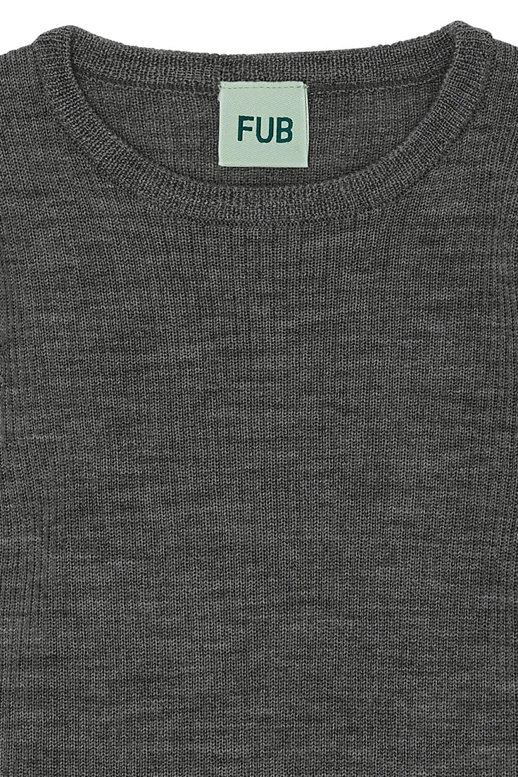 Fub Merino Rib Blouse - Grey Melange