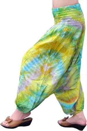 Full Funk Smock Waisted Hand Tie Dye Harem Mao Aladdin Pants