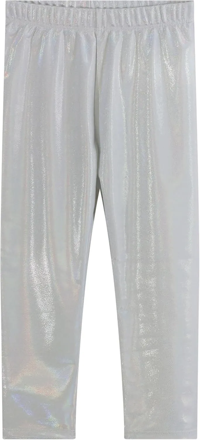 Girl's Metallic Mystique Leggings 80s Outfit for Girls neon Glitter Sequin Pants Glitter Tights