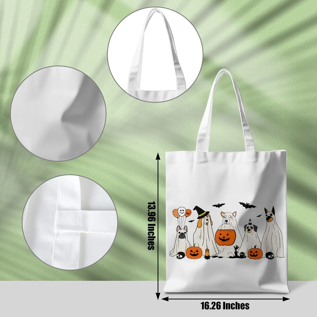 Halloween Stuff Skull Ghost Tote Bag Cat Lover Gifts for Fall Reusable Grocery Bags Wildflower Cute Tote