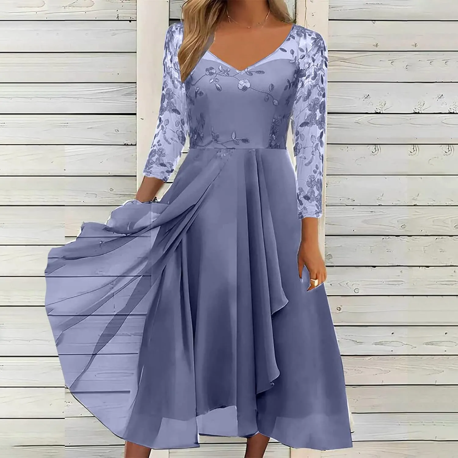 HGps8w Mother of The Bride Dresses for Women Lace Chiffon Flowy Dress Elegant Formal Evening Party Gown for Wedding