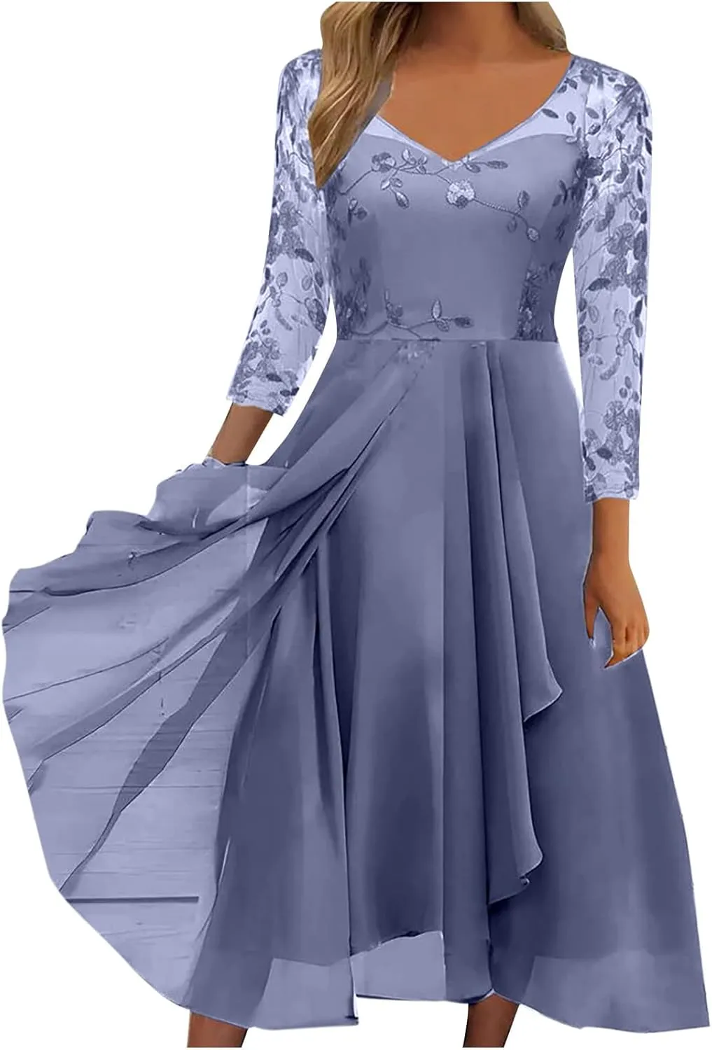 HGps8w Mother of The Bride Dresses for Women Lace Chiffon Flowy Dress Elegant Formal Evening Party Gown for Wedding