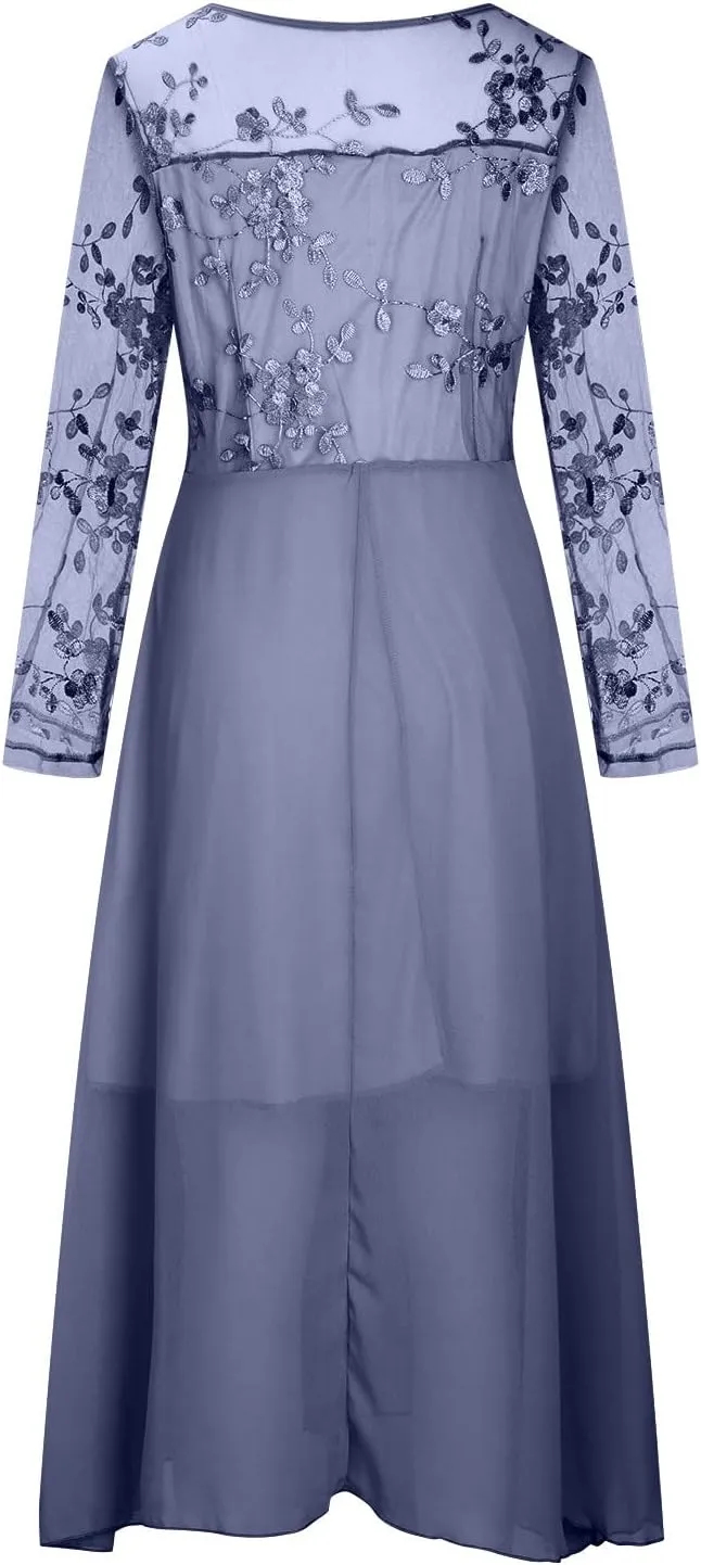 HGps8w Mother of The Bride Dresses for Women Lace Chiffon Flowy Dress Elegant Formal Evening Party Gown for Wedding