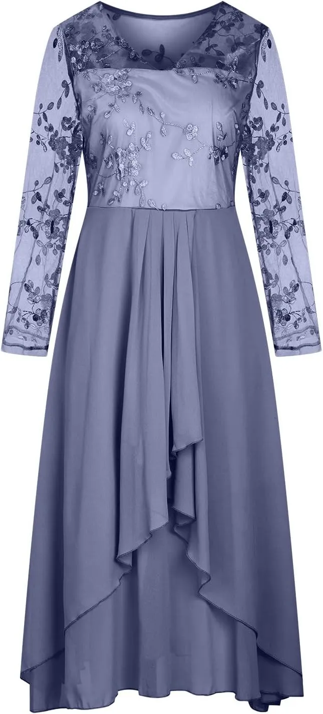 HGps8w Mother of The Bride Dresses for Women Lace Chiffon Flowy Dress Elegant Formal Evening Party Gown for Wedding