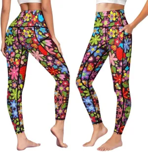 High Waist Yoga Pants with Pockets Tummy Control Workout Running 4 Way Stretch Yoga Leggings for Girls Women