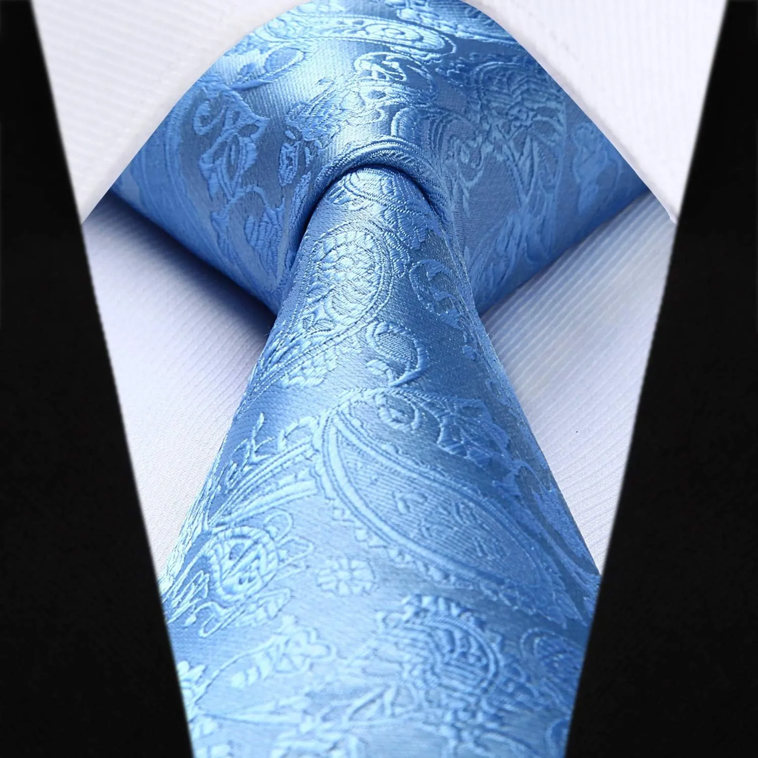 HISDERN 3PC Men's Paisley Floral Jacquard Suit Vest & Necktie and Pocket Square Formal Waistcoat for Tuxedo Wedding Party