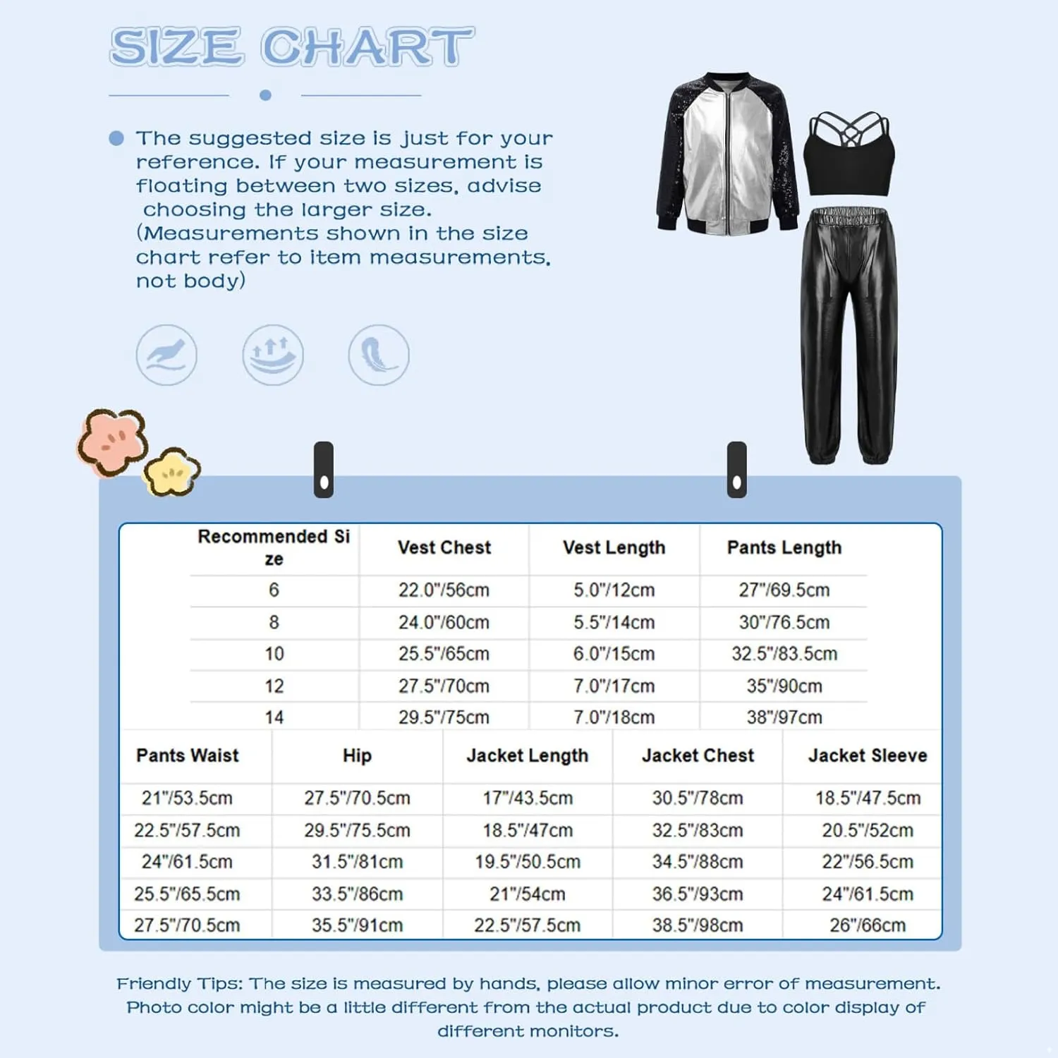 Hularka Kids Girls Jazz Hip-hop Street Dance Outfits Long Sleeve Jacket Bomber Coat Sports Bra Vest with Harem Pants Set