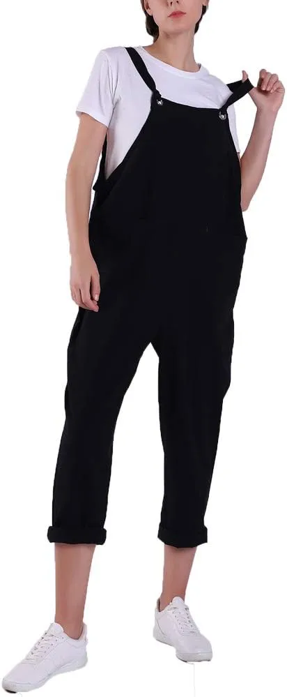 IMAYONDIA Women's Jumpsuits Casual Long Rompers Wide Leg Baggy Bibs Overalls Pants S-5XL