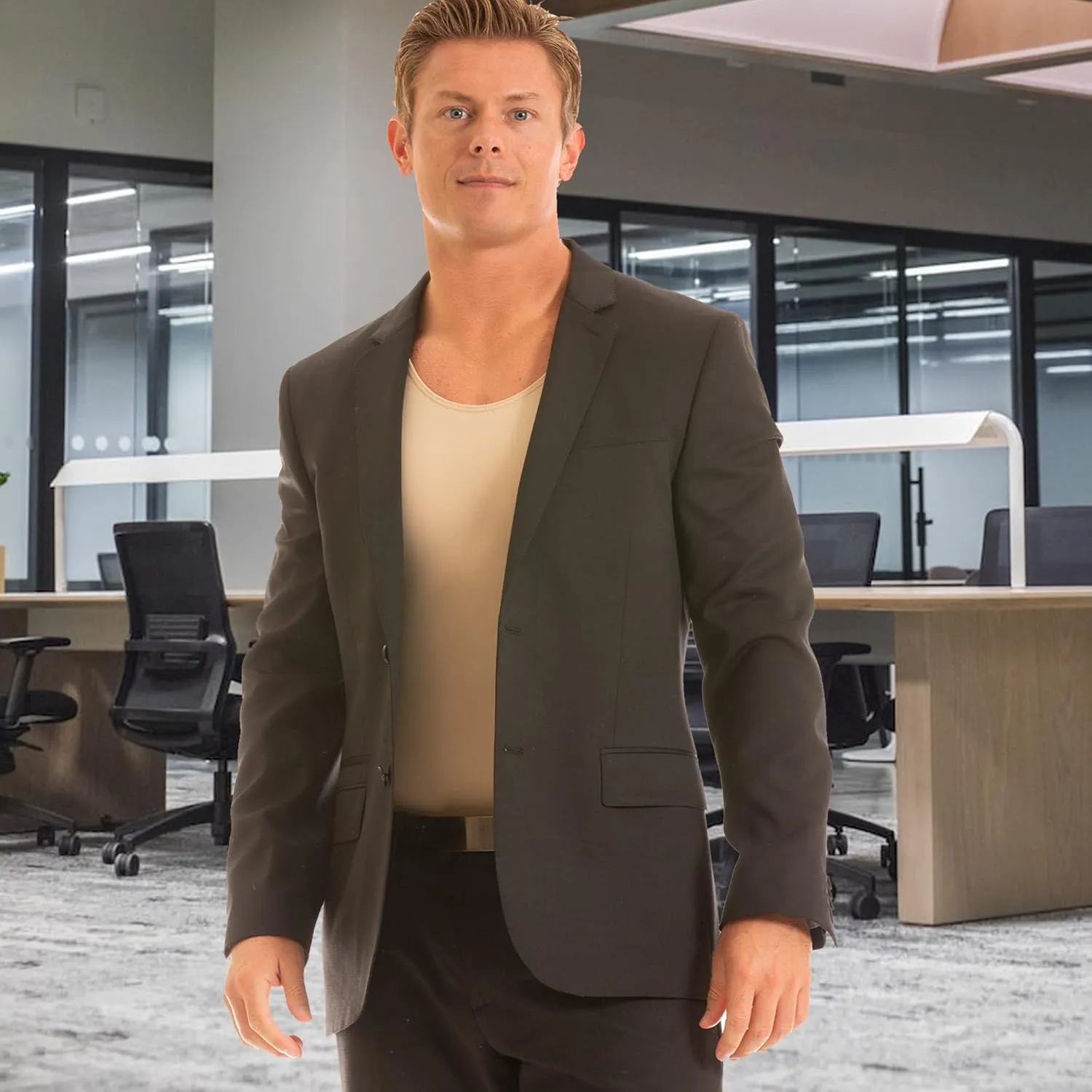 Insta Slim Mens Compression Slimming Tank Bodysuit (made in the USA)