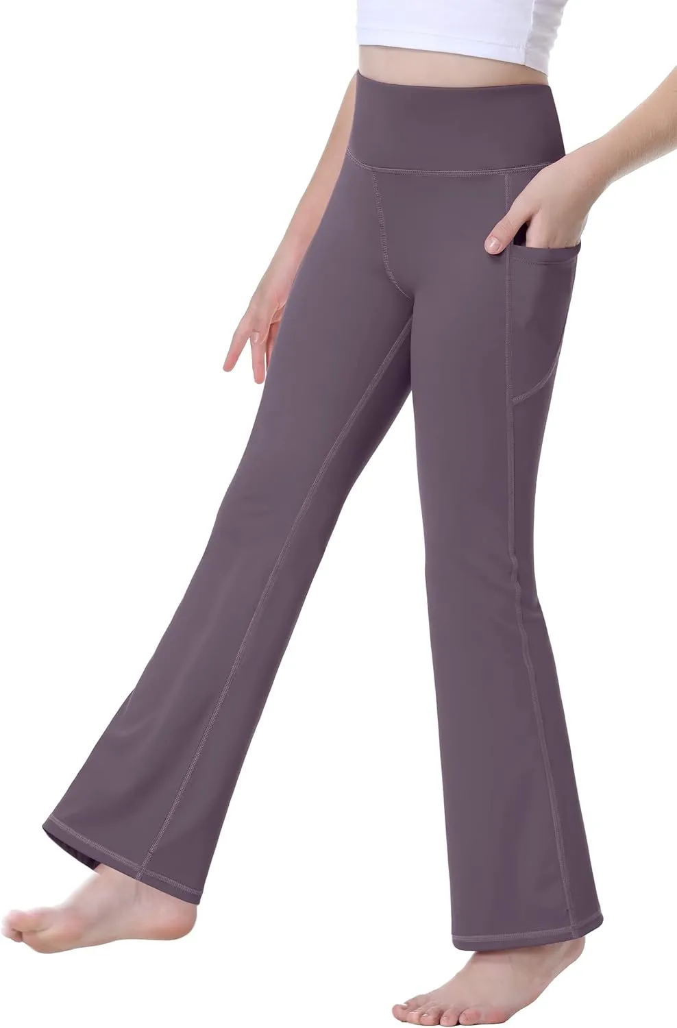 IUGA Girls Flare Leggings High Waist Cute Preppy Clothes for Girls Uniform Pants with Pockets Bell Bottom Pants