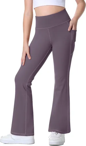 IUGA Girls Flare Leggings High Waist Cute Preppy Clothes for Girls Uniform Pants with Pockets Bell Bottom Pants