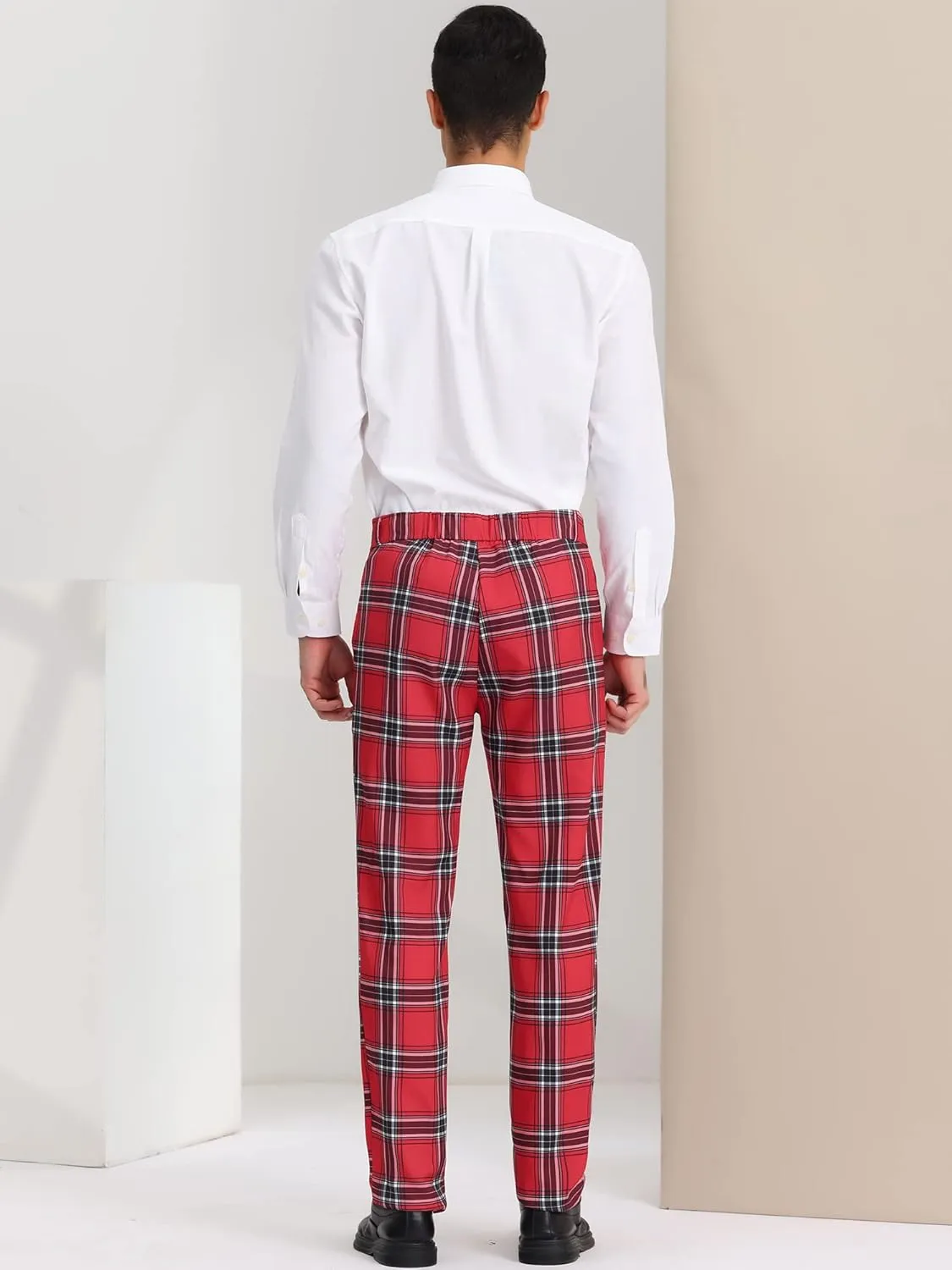 Lars Amadeus Men's Plaid Dress Pants Casual Slim Fit Checkered Business Trousers